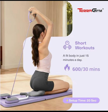 TerraGym Pilates Board with Resistance Bands Timer and Knee Mat for Home Use