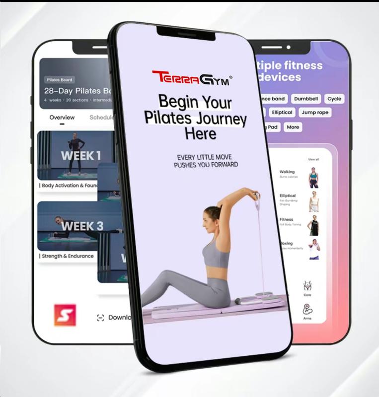 TerraGym Pilates Board with Resistance Bands Timer and Knee Mat for Home Use